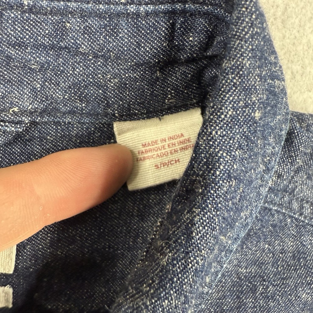 Levis Shirt Mens Small Blue Denim Hemp Blend Button Up Short Sleeve Casual - Picture 6 of 10